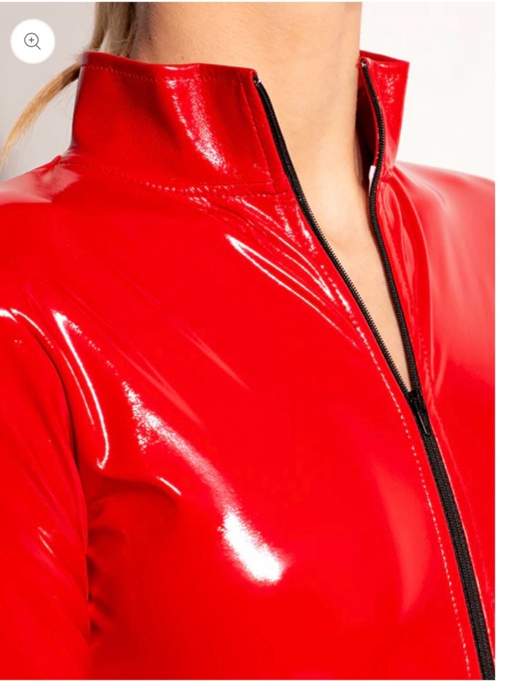 Britney Red Liquid Zip-Front Unitard Jumpsuit Dance Costume. Dirty Diana! - Picture 2 of 4